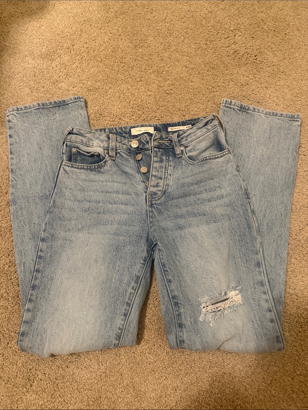 Cleo + Wolf Light Wash Women’s High-Rise Bootcut Jeans with Button Fly size 25